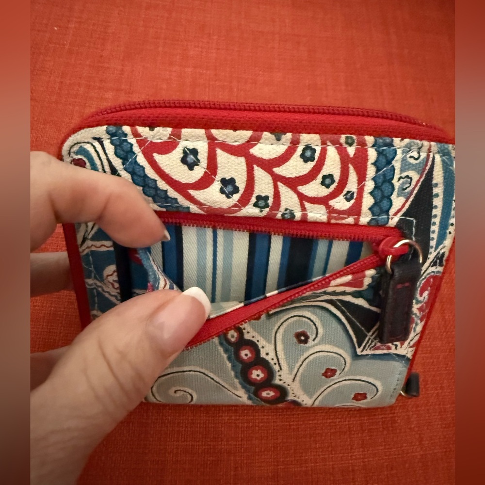 Vera Bradley Paisley Floral Zip Wallet Sea Side Nautical Collection - Picture 3 of 6